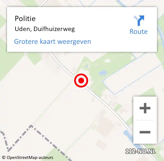 Locatie op kaart van de 112 melding: Politie Uden, Duifhuizerweg op 28 december 2024 04:48