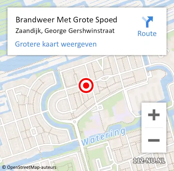 Locatie op kaart van de 112 melding: Brandweer Met Grote Spoed Naar Zaandijk, George Gershwinstraat op 28 december 2024 05:23