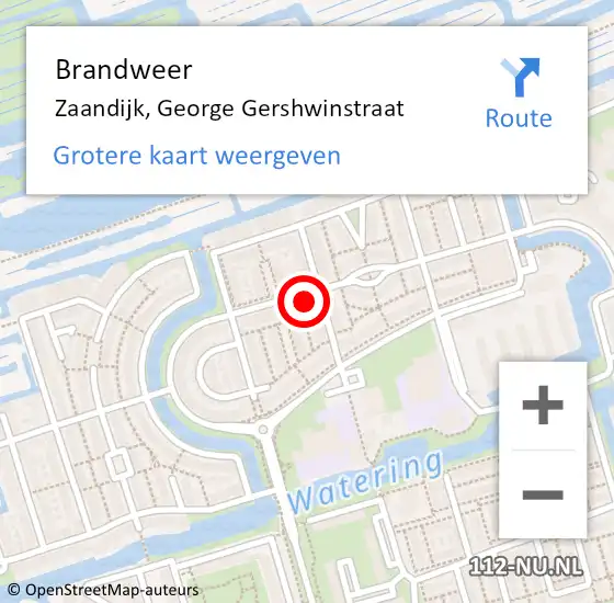 Locatie op kaart van de 112 melding: Brandweer Zaandijk, George Gershwinstraat op 28 december 2024 05:25