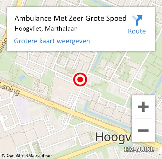 Locatie op kaart van de 112 melding: Ambulance Met Zeer Grote Spoed Naar Hoogvliet, Marthalaan op 28 december 2024 06:19