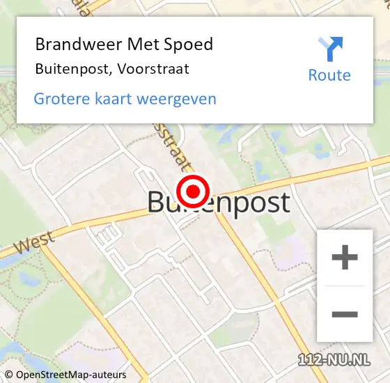 Locatie op kaart van de 112 melding: Brandweer Met Spoed Naar Buitenpost, Voorstraat op 28 december 2024 07:04