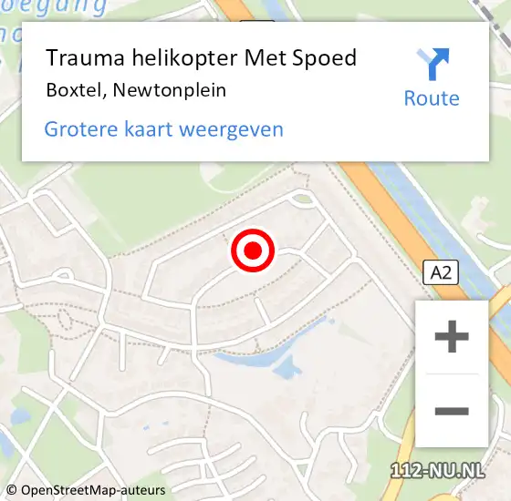 Locatie op kaart van de 112 melding: Trauma helikopter Met Spoed Naar Boxtel, Newtonplein op 28 december 2024 07:59