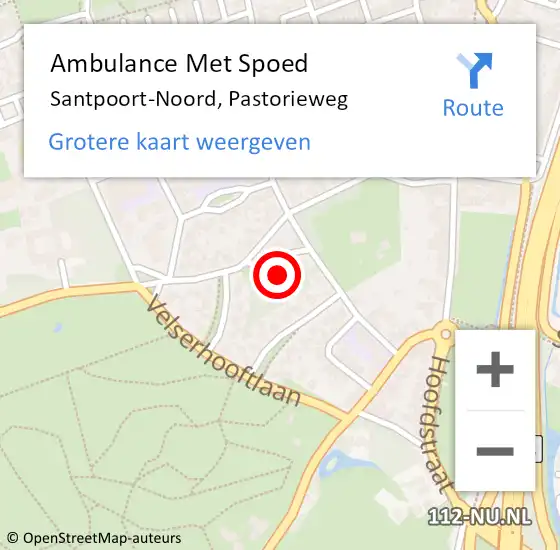 Locatie op kaart van de 112 melding: Ambulance Met Spoed Naar Santpoort-Noord, Pastorieweg op 28 december 2024 09:07