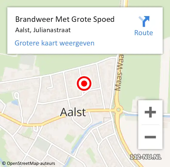 Locatie op kaart van de 112 melding: Brandweer Met Grote Spoed Naar Aalst, Julianastraat op 28 december 2024 09:14