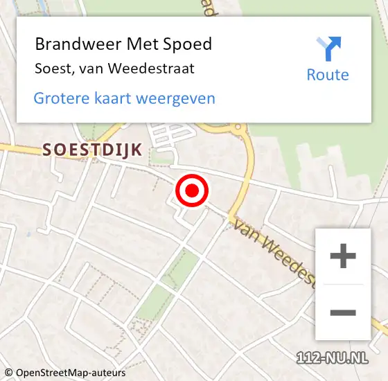 Locatie op kaart van de 112 melding: Brandweer Met Spoed Naar Soest, van Weedestraat op 28 december 2024 09:52