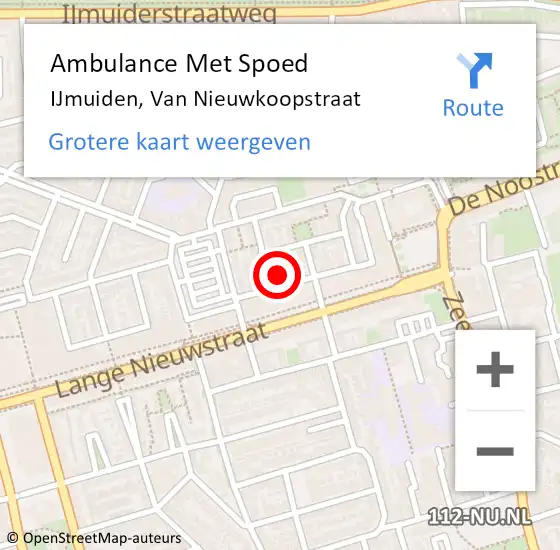 Locatie op kaart van de 112 melding: Ambulance Met Spoed Naar IJmuiden, Van Nieuwkoopstraat op 28 december 2024 10:09