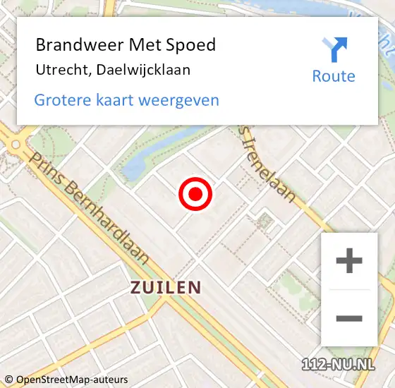 Locatie op kaart van de 112 melding: Brandweer Met Spoed Naar Utrecht, Daelwijcklaan op 28 december 2024 10:12