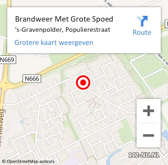 Locatie op kaart van de 112 melding: Brandweer Met Grote Spoed Naar 's-Gravenpolder, Populierestraat op 28 december 2024 10:21