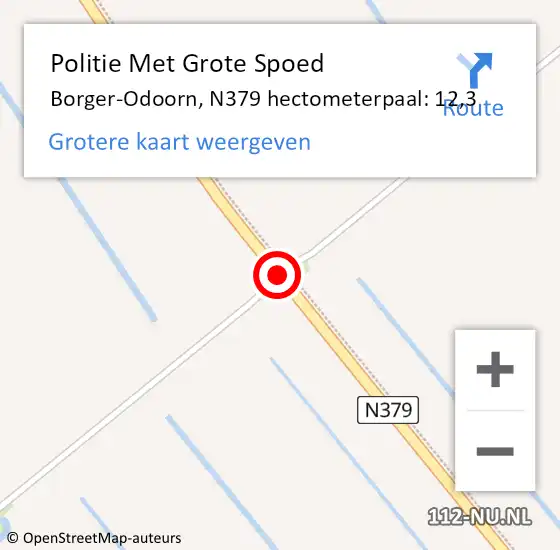 Locatie op kaart van de 112 melding: Politie Met Grote Spoed Naar Borger-Odoorn, N379 hectometerpaal: 12,3 op 28 december 2024 10:45