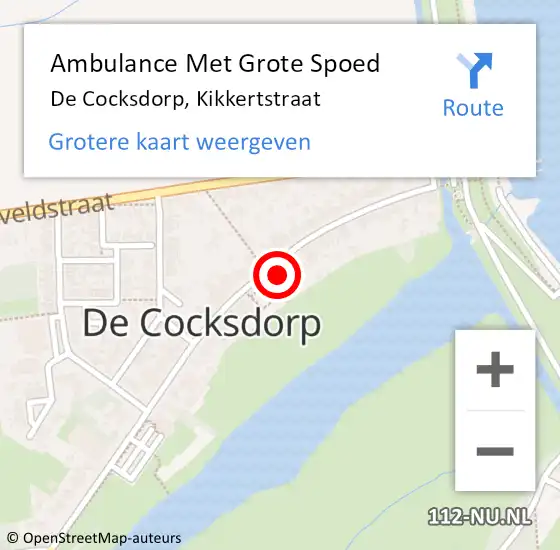 Locatie op kaart van de 112 melding: Ambulance Met Grote Spoed Naar De Cocksdorp, Kikkertstraat op 28 december 2024 10:50