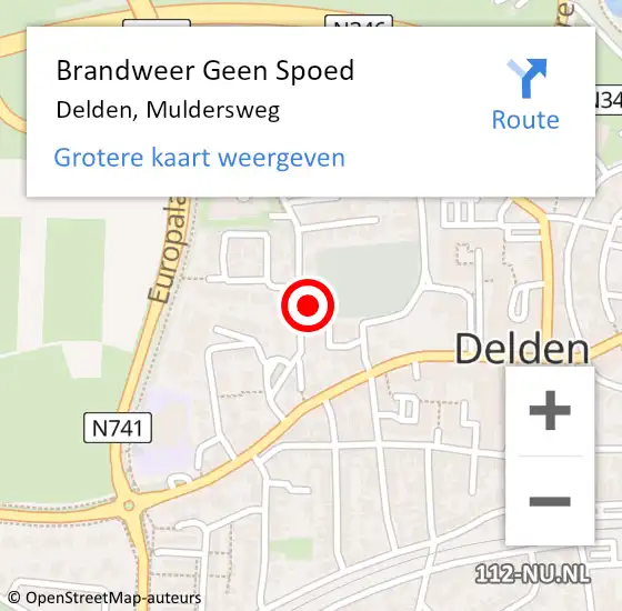 Locatie op kaart van de 112 melding: Brandweer Geen Spoed Naar Delden, Muldersweg op 28 december 2024 11:08