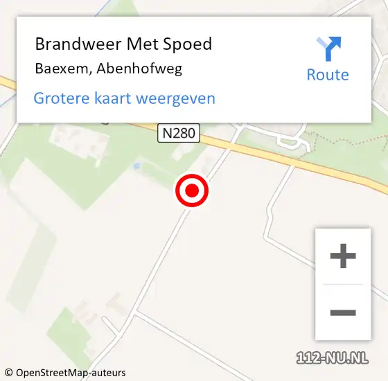 Locatie op kaart van de 112 melding: Brandweer Met Spoed Naar Baexem, Abenhofweg op 28 december 2024 11:14