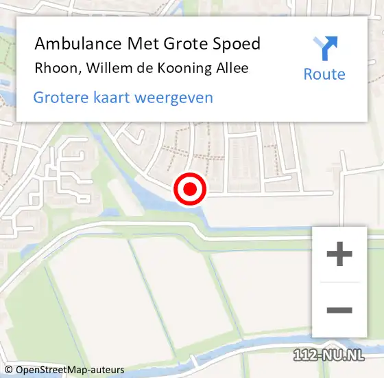 Locatie op kaart van de 112 melding: Ambulance Met Grote Spoed Naar Rhoon, Willem de Kooning Allee op 28 december 2024 11:37