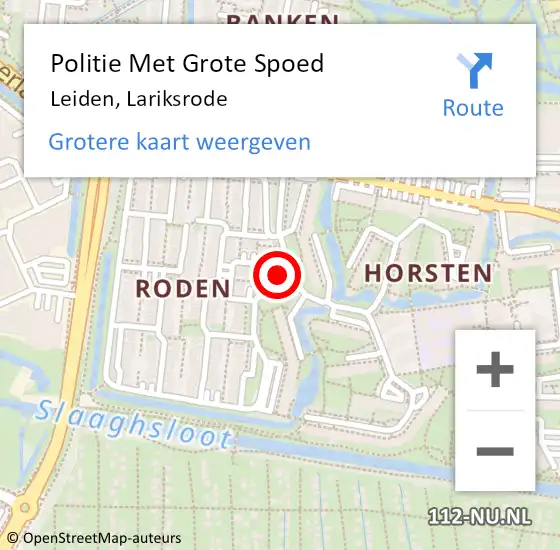 Locatie op kaart van de 112 melding: Politie Met Grote Spoed Naar Leiden, Lariksrode op 28 december 2024 11:37