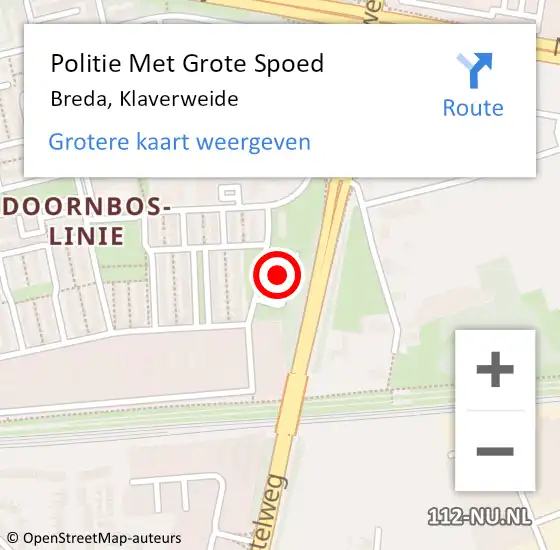 Locatie op kaart van de 112 melding: Politie Met Grote Spoed Naar Breda, Klaverweide op 28 december 2024 11:41