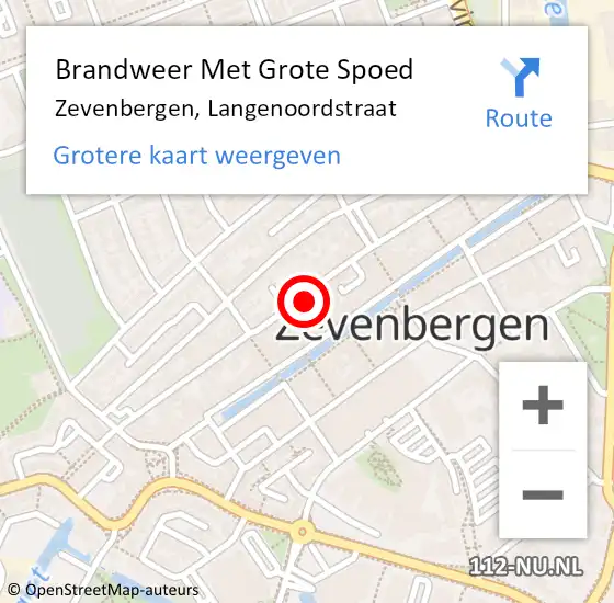 Locatie op kaart van de 112 melding: Brandweer Met Grote Spoed Naar Zevenbergen, Langenoordstraat op 28 december 2024 12:08