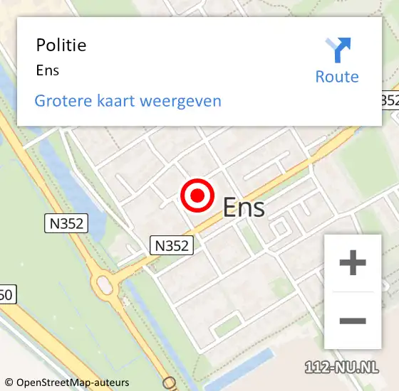 Locatie op kaart van de 112 melding: Politie Ens op 28 december 2024 12:16