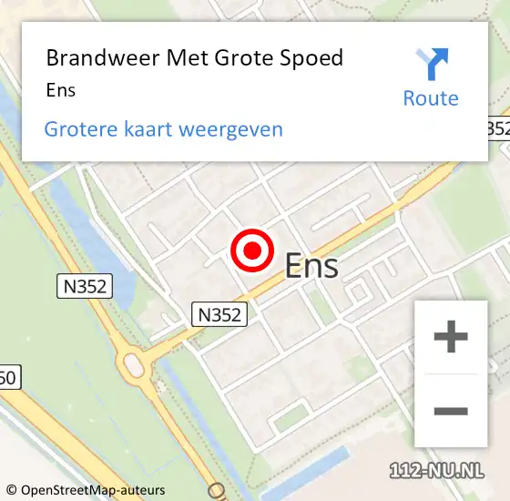 Locatie op kaart van de 112 melding: Brandweer Met Grote Spoed Naar Ens op 28 december 2024 12:17