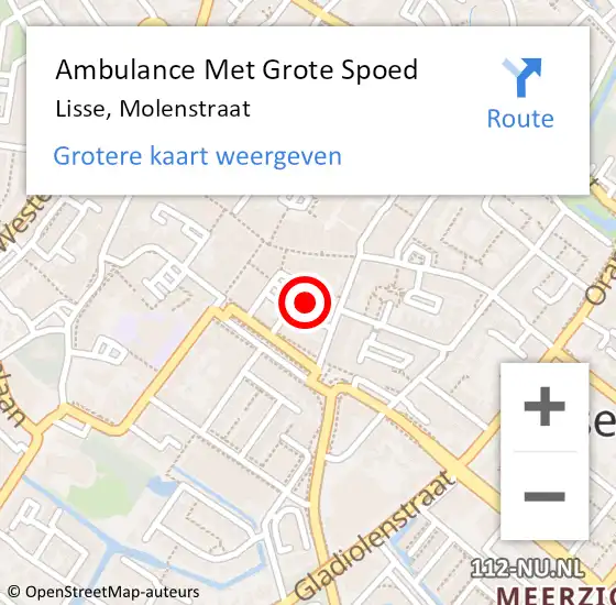 Locatie op kaart van de 112 melding: Ambulance Met Grote Spoed Naar Lisse, Molenstraat op 28 december 2024 12:43