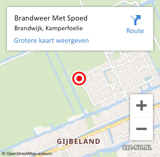 Locatie op kaart van de 112 melding: Brandweer Met Spoed Naar Brandwijk, Kamperfoelie op 28 december 2024 13:02