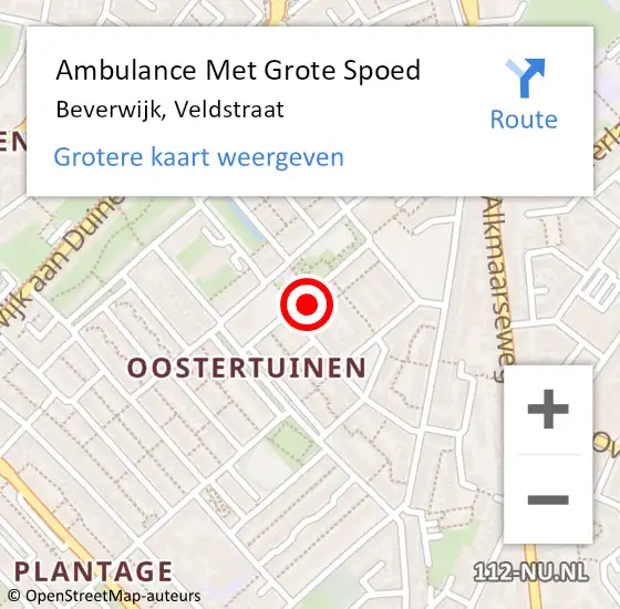 Locatie op kaart van de 112 melding: Ambulance Met Grote Spoed Naar Beverwijk, Veldstraat op 28 december 2024 13:41