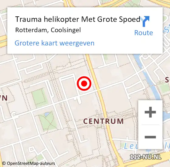 Locatie op kaart van de 112 melding: Trauma helikopter Met Grote Spoed Naar Rotterdam, Coolsingel op 28 december 2024 13:42