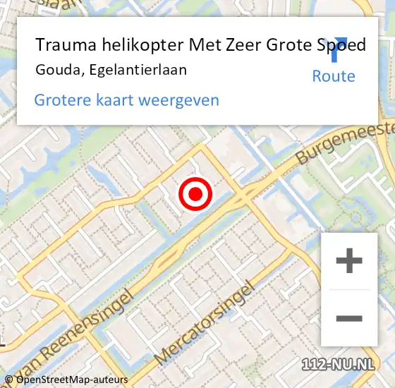 Locatie op kaart van de 112 melding: Trauma helikopter Met Zeer Grote Spoed Naar Gouda, Egelantierlaan op 28 december 2024 13:45