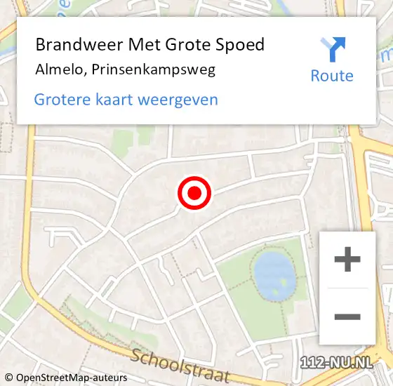 Locatie op kaart van de 112 melding: Brandweer Met Grote Spoed Naar Almelo, Prinsenkampsweg op 28 december 2024 13:57