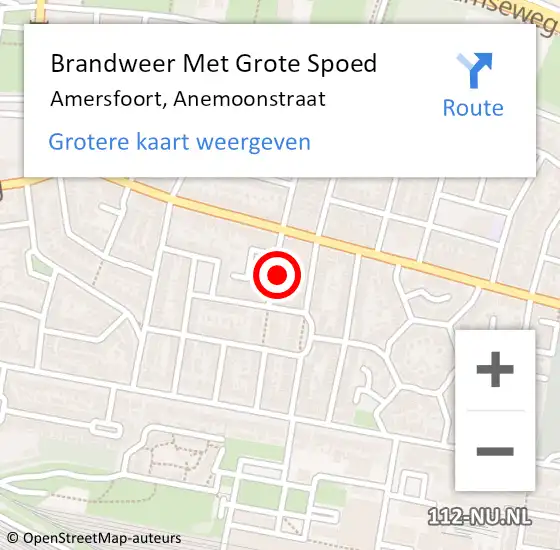 Locatie op kaart van de 112 melding: Brandweer Met Grote Spoed Naar Amersfoort, Anemoonstraat op 28 december 2024 13:59