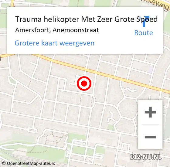 Locatie op kaart van de 112 melding: Trauma helikopter Met Zeer Grote Spoed Naar Amersfoort, Anemoonstraat op 28 december 2024 14:00