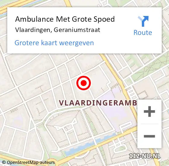 Locatie op kaart van de 112 melding: Ambulance Met Grote Spoed Naar Vlaardingen, Geraniumstraat op 28 december 2024 14:10