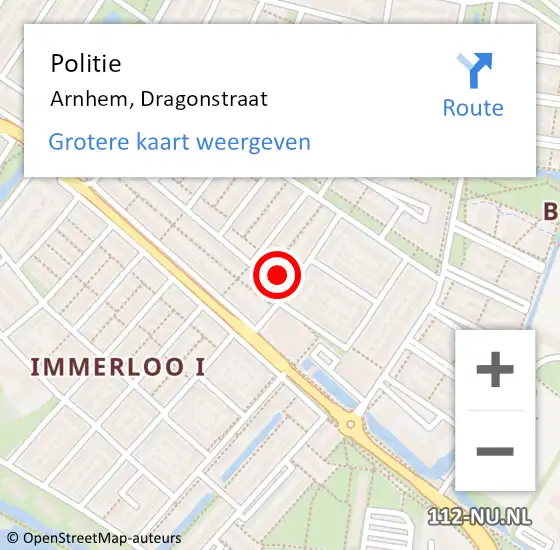 Locatie op kaart van de 112 melding: Politie Arnhem, Dragonstraat op 28 december 2024 14:22