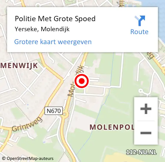 Locatie op kaart van de 112 melding: Politie Met Grote Spoed Naar Yerseke, Molendijk op 28 december 2024 14:24