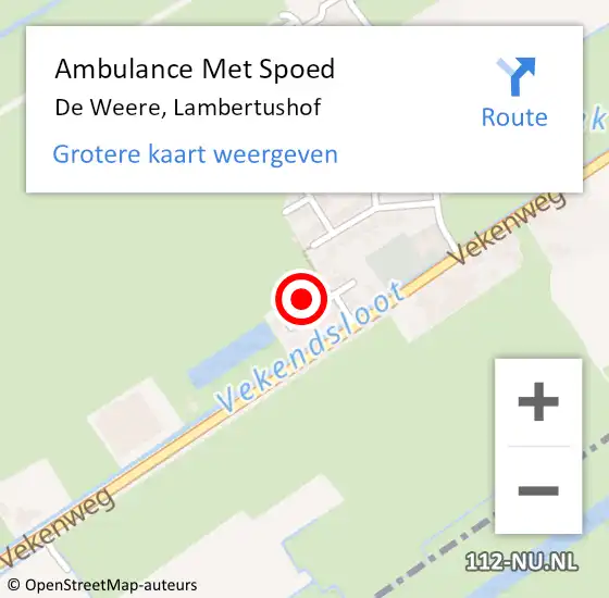 Locatie op kaart van de 112 melding: Ambulance Met Spoed Naar De Weere, Lambertushof op 28 december 2024 14:34