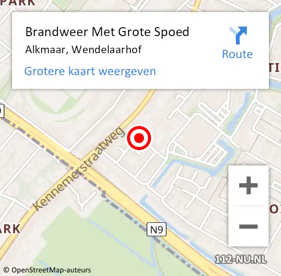 Locatie op kaart van de 112 melding: Brandweer Met Grote Spoed Naar Alkmaar, Wendelaarhof op 28 december 2024 14:41