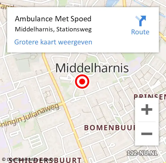 Locatie op kaart van de 112 melding: Ambulance Met Spoed Naar Middelharnis, Stationsweg op 28 december 2024 14:46