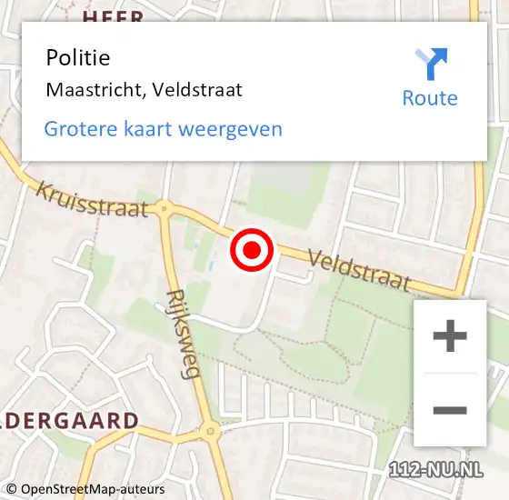 Locatie op kaart van de 112 melding: Politie Maastricht, Veldstraat op 28 december 2024 14:53