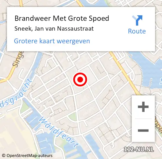 Locatie op kaart van de 112 melding: Brandweer Met Grote Spoed Naar Sneek, Jan van Nassaustraat op 28 december 2024 14:58