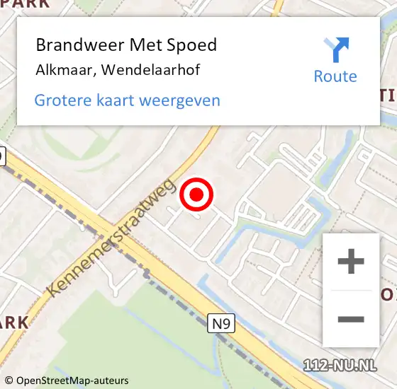 Locatie op kaart van de 112 melding: Brandweer Met Spoed Naar Alkmaar, Wendelaarhof op 28 december 2024 14:59