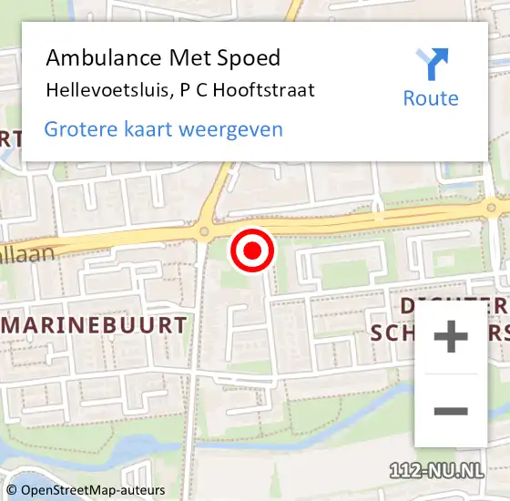 Locatie op kaart van de 112 melding: Ambulance Met Spoed Naar Hellevoetsluis, P C Hooftstraat op 28 december 2024 15:22