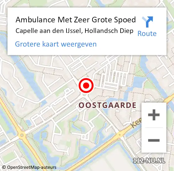 Locatie op kaart van de 112 melding: Ambulance Met Zeer Grote Spoed Naar Capelle aan den IJssel, Hollandsch Diep op 28 december 2024 15:51