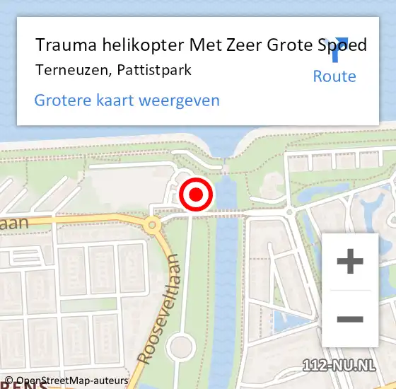 Locatie op kaart van de 112 melding: Trauma helikopter Met Zeer Grote Spoed Naar Terneuzen, Pattistpark op 28 december 2024 15:56