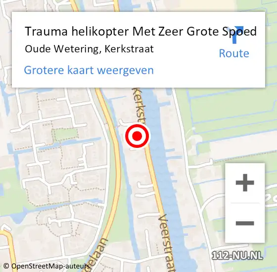 Locatie op kaart van de 112 melding: Trauma helikopter Met Zeer Grote Spoed Naar Oude Wetering, Kerkstraat op 28 december 2024 16:06