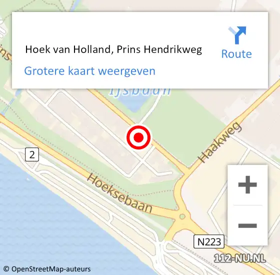 Locatie op kaart van de 112 melding:  Hoek van Holland, Prins Hendrikweg op 28 december 2024 16:34