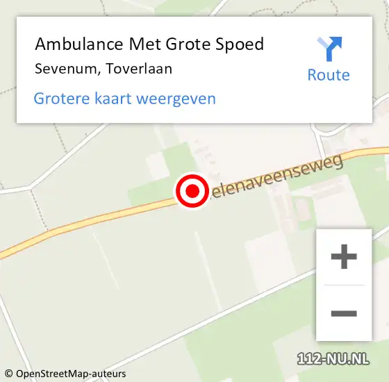 Locatie op kaart van de 112 melding: Ambulance Met Grote Spoed Naar Sevenum, Toverlaan op 31 oktober 2014 21:12