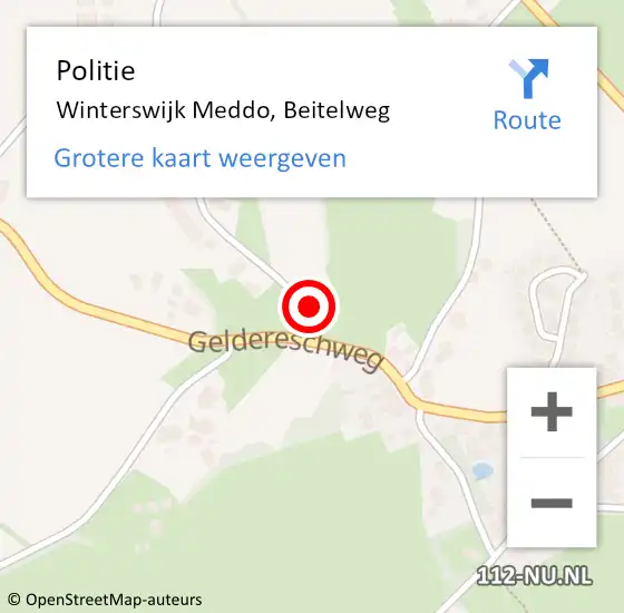 Locatie op kaart van de 112 melding: Politie Winterswijk Meddo, Beitelweg op 28 december 2024 16:36