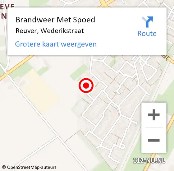 Locatie op kaart van de 112 melding: Brandweer Met Spoed Naar Reuver, Wederikstraat op 28 december 2024 16:37