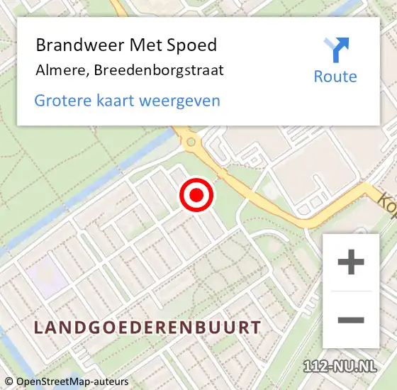 Locatie op kaart van de 112 melding: Brandweer Met Spoed Naar Almere, Breedenborgstraat op 31 oktober 2014 21:14
