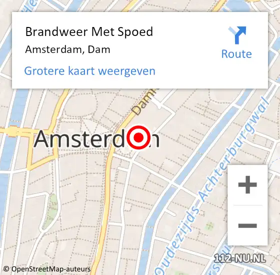 Locatie op kaart van de 112 melding: Brandweer Met Spoed Naar Amsterdam, Dam op 28 december 2024 16:45