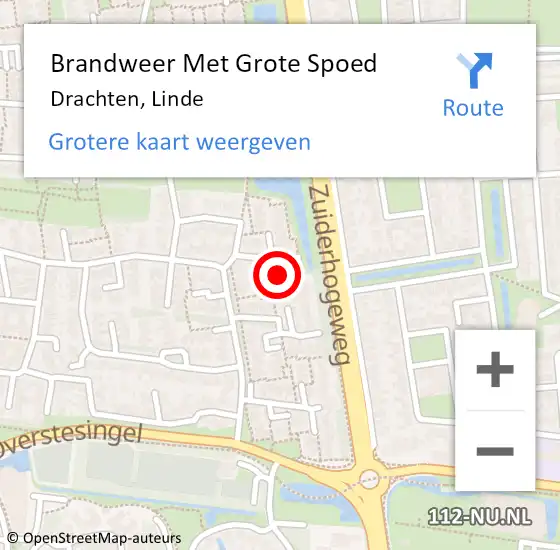 Locatie op kaart van de 112 melding: Brandweer Met Grote Spoed Naar Drachten, Linde op 28 december 2024 16:54